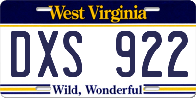 WV license plate DXS922