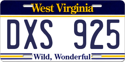 WV license plate DXS925
