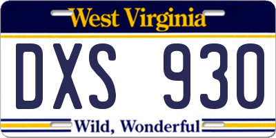 WV license plate DXS930