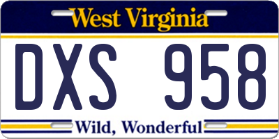 WV license plate DXS958