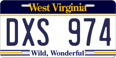 WV license plate DXS974