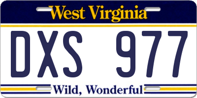 WV license plate DXS977