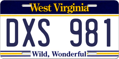 WV license plate DXS981