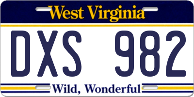 WV license plate DXS982