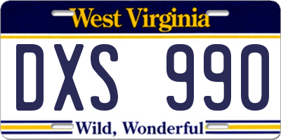 WV license plate DXS990