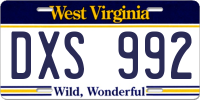 WV license plate DXS992