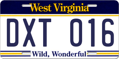 WV license plate DXT016