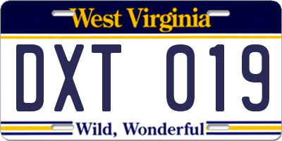 WV license plate DXT019