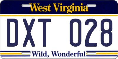 WV license plate DXT028