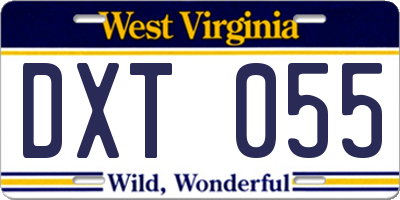 WV license plate DXT055