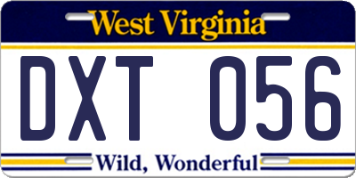 WV license plate DXT056