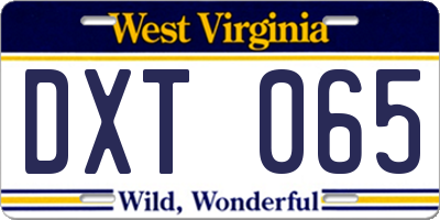 WV license plate DXT065