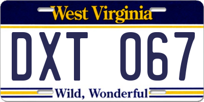 WV license plate DXT067