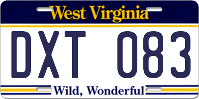 WV license plate DXT083