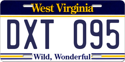 WV license plate DXT095