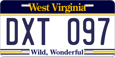 WV license plate DXT097