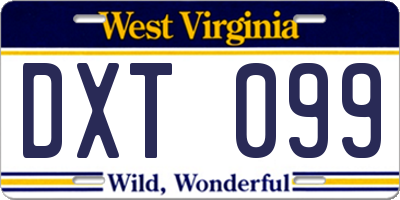 WV license plate DXT099