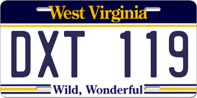 WV license plate DXT119
