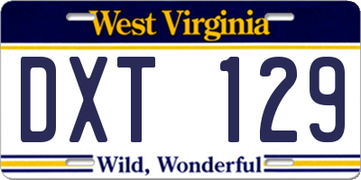 WV license plate DXT129