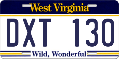 WV license plate DXT130