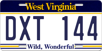 WV license plate DXT144