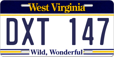 WV license plate DXT147