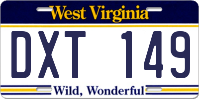 WV license plate DXT149