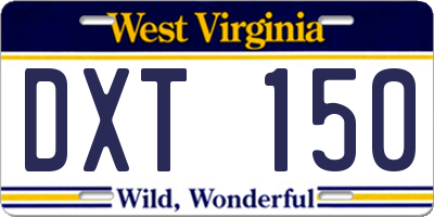 WV license plate DXT150
