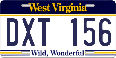 WV license plate DXT156
