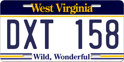 WV license plate DXT158