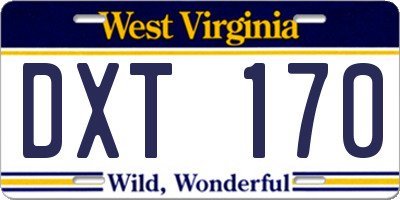 WV license plate DXT170