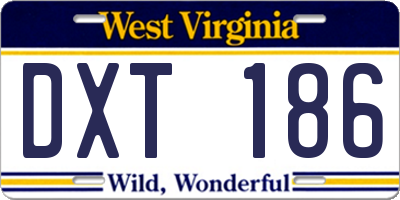 WV license plate DXT186