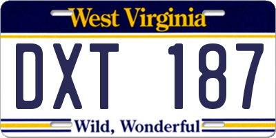 WV license plate DXT187