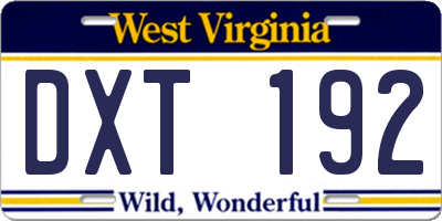WV license plate DXT192
