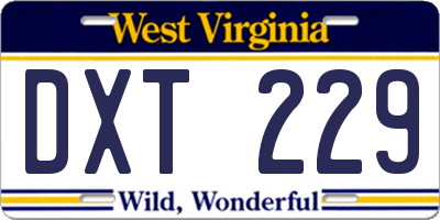 WV license plate DXT229