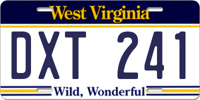 WV license plate DXT241