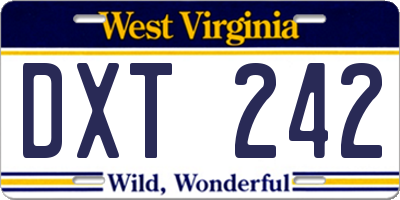 WV license plate DXT242