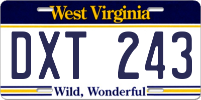 WV license plate DXT243