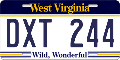 WV license plate DXT244