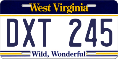 WV license plate DXT245