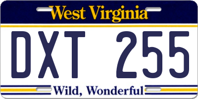WV license plate DXT255
