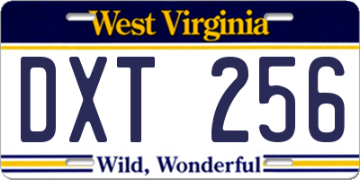 WV license plate DXT256