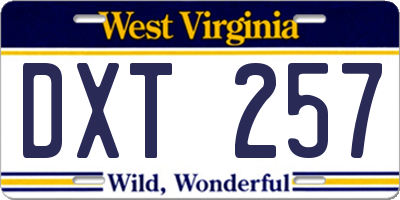 WV license plate DXT257