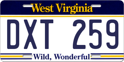 WV license plate DXT259