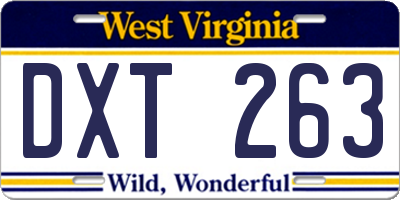 WV license plate DXT263