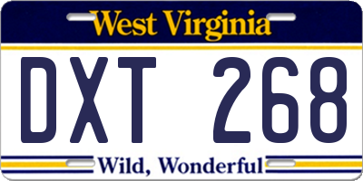 WV license plate DXT268