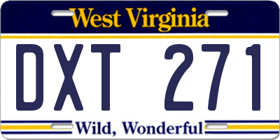 WV license plate DXT271