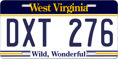WV license plate DXT276