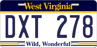 WV license plate DXT278