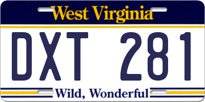 WV license plate DXT281